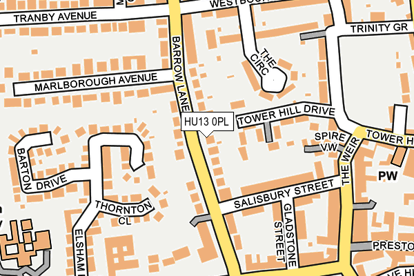 HU13 0PL map - OS OpenMap – Local (Ordnance Survey)