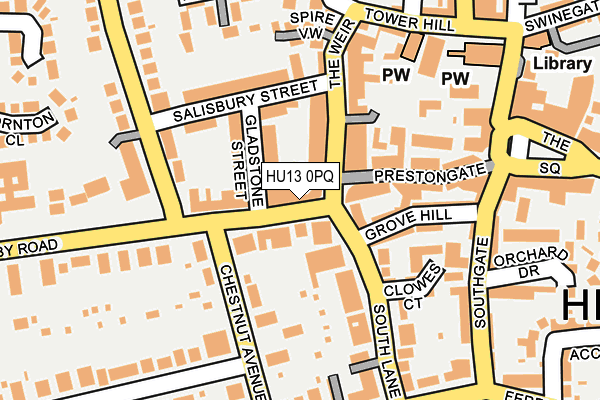 HU13 0PQ map - OS OpenMap – Local (Ordnance Survey)