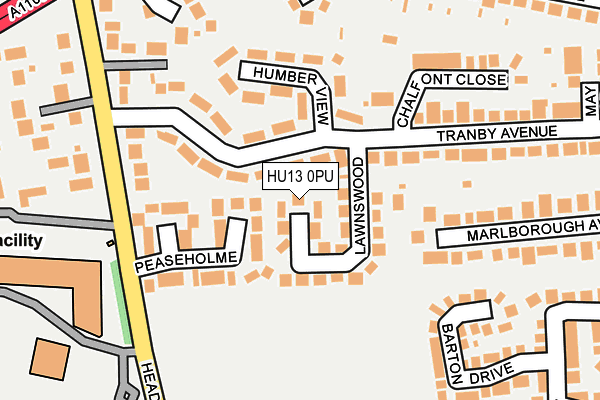 HU13 0PU map - OS OpenMap – Local (Ordnance Survey)