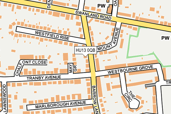 HU13 0QB map - OS OpenMap – Local (Ordnance Survey)