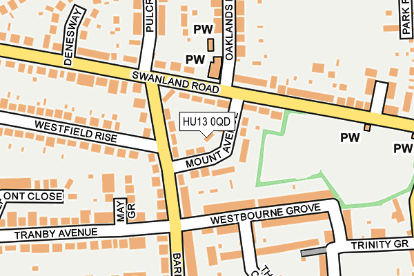 HU13 0QD map - OS OpenMap – Local (Ordnance Survey)