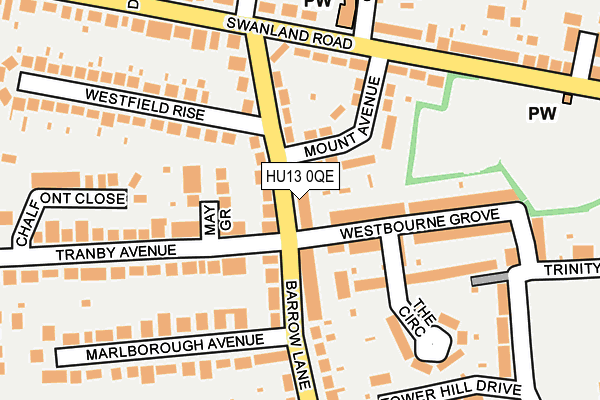 HU13 0QE map - OS OpenMap – Local (Ordnance Survey)