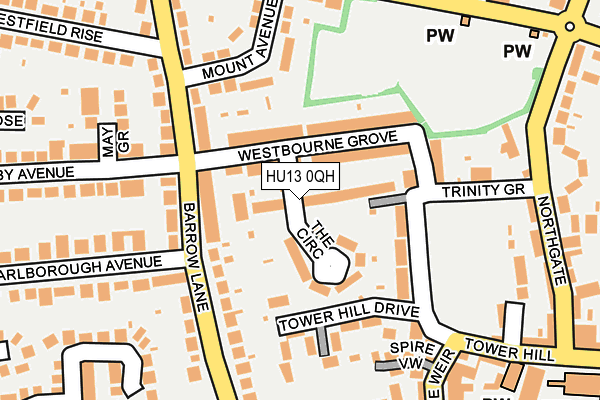 HU13 0QH map - OS OpenMap – Local (Ordnance Survey)
