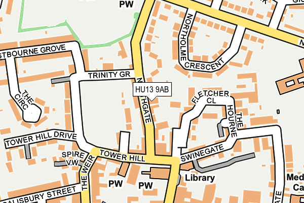 HU13 9AB map - OS OpenMap – Local (Ordnance Survey)