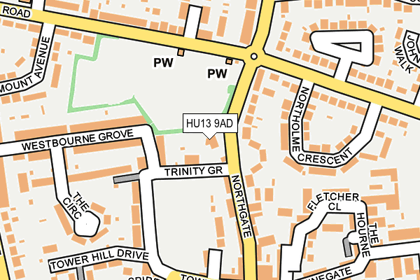 HU13 9AD map - OS OpenMap – Local (Ordnance Survey)