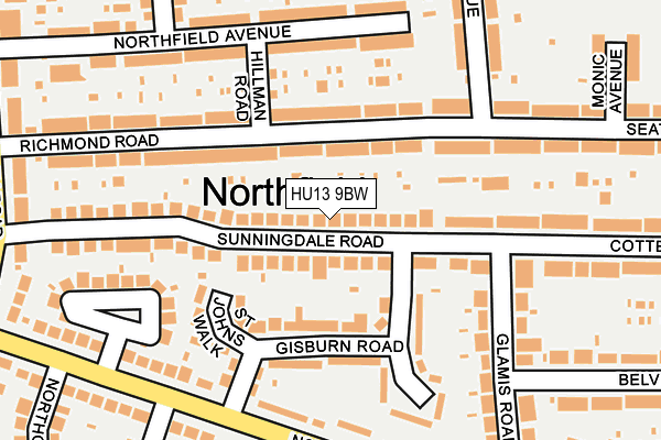 HU13 9BW map - OS OpenMap – Local (Ordnance Survey)