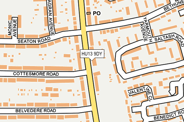 HU13 9DY map - OS OpenMap – Local (Ordnance Survey)