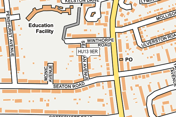 HU13 9ER map - OS OpenMap – Local (Ordnance Survey)