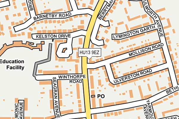 HU13 9EZ map - OS OpenMap – Local (Ordnance Survey)
