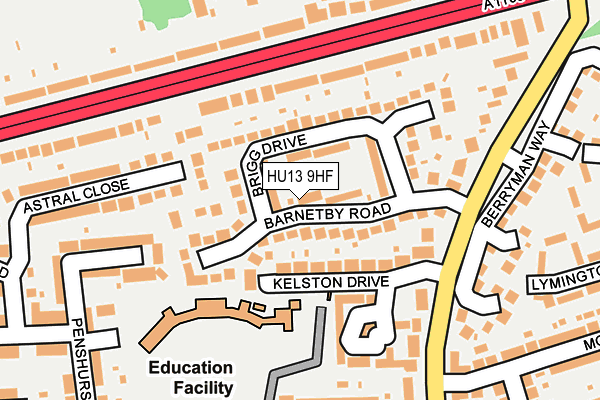 HU13 9HF map - OS OpenMap – Local (Ordnance Survey)
