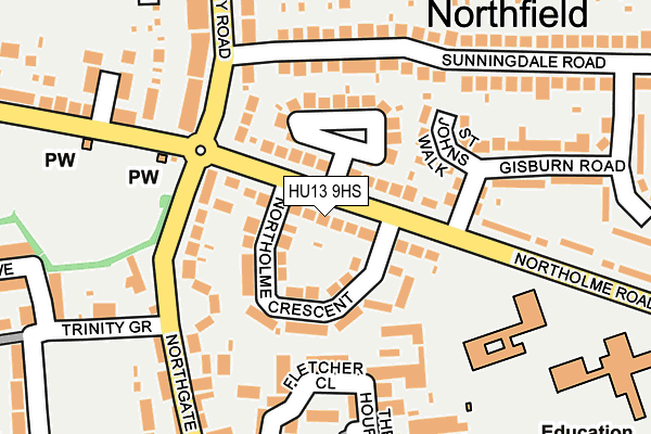 HU13 9HS map - OS OpenMap – Local (Ordnance Survey)