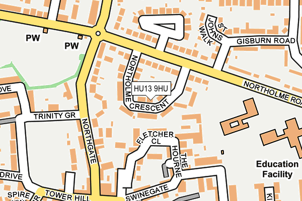 HU13 9HU map - OS OpenMap – Local (Ordnance Survey)