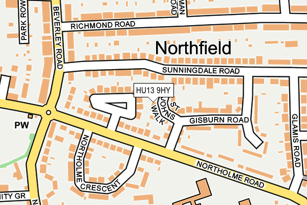 HU13 9HY map - OS OpenMap – Local (Ordnance Survey)