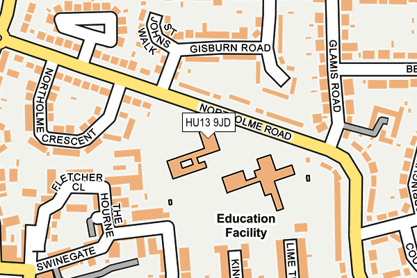 HU13 9JD map - OS OpenMap – Local (Ordnance Survey)