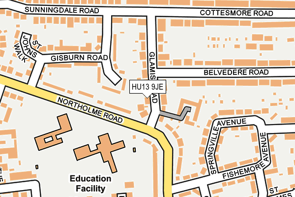 HU13 9JE map - OS OpenMap – Local (Ordnance Survey)