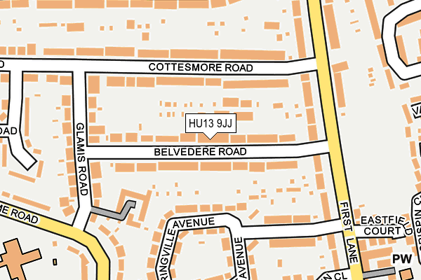 HU13 9JJ map - OS OpenMap – Local (Ordnance Survey)