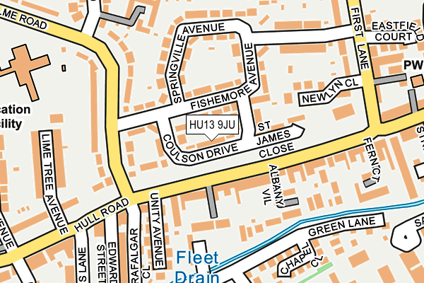 HU13 9JU map - OS OpenMap – Local (Ordnance Survey)