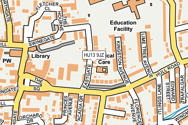 HU13 9JZ map - OS OpenMap – Local (Ordnance Survey)