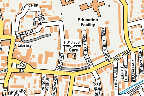 HU13 9LB map - OS OpenMap – Local (Ordnance Survey)