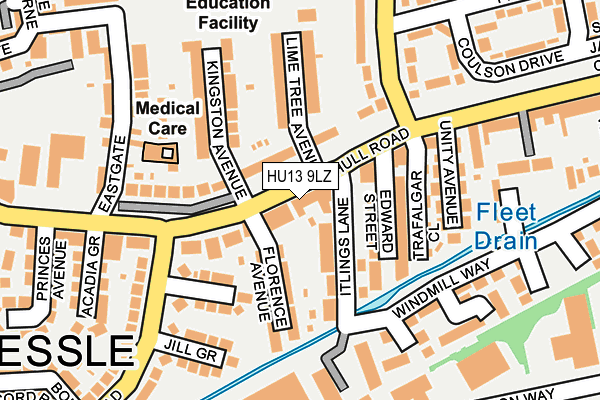 HU13 9LZ map - OS OpenMap – Local (Ordnance Survey)