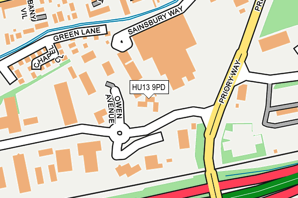HU13 9PD map - OS OpenMap – Local (Ordnance Survey)