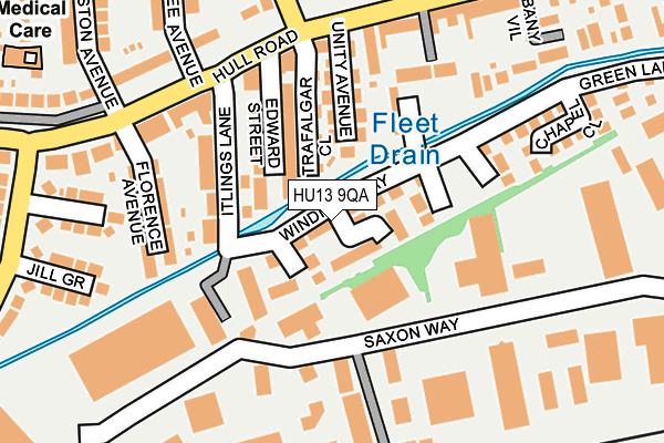HU13 9QA map - OS OpenMap – Local (Ordnance Survey)