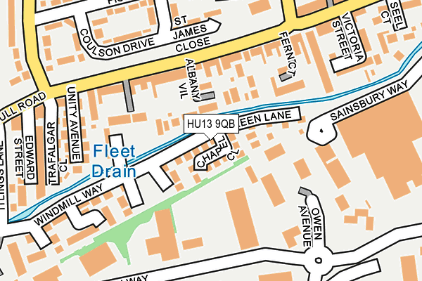 HU13 9QB map - OS OpenMap – Local (Ordnance Survey)