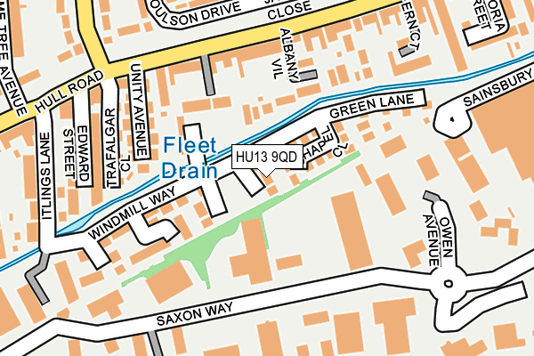 HU13 9QD map - OS OpenMap – Local (Ordnance Survey)