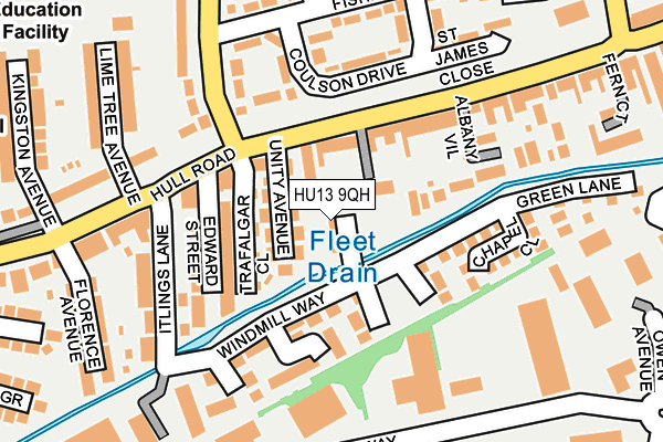 HU13 9QH map - OS OpenMap – Local (Ordnance Survey)