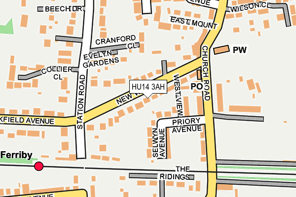 HU14 3AH map - OS OpenMap – Local (Ordnance Survey)