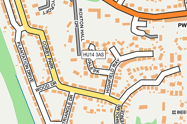 HU14 3AS map - OS OpenMap – Local (Ordnance Survey)