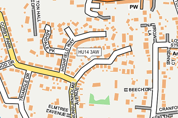 HU14 3AW map - OS OpenMap – Local (Ordnance Survey)