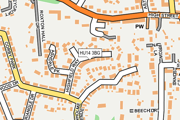 HU14 3BG map - OS OpenMap – Local (Ordnance Survey)