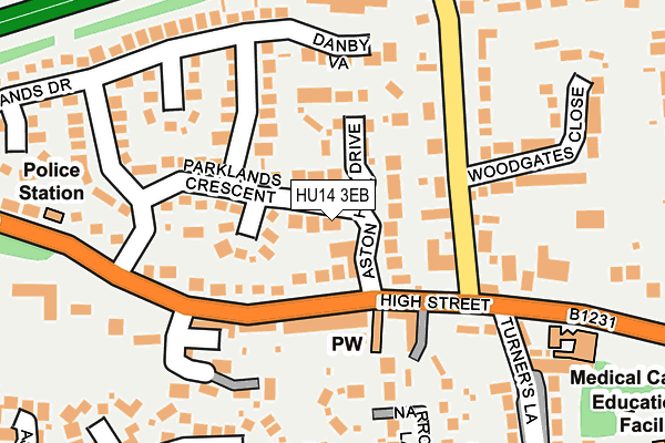 HU14 3EB map - OS OpenMap – Local (Ordnance Survey)