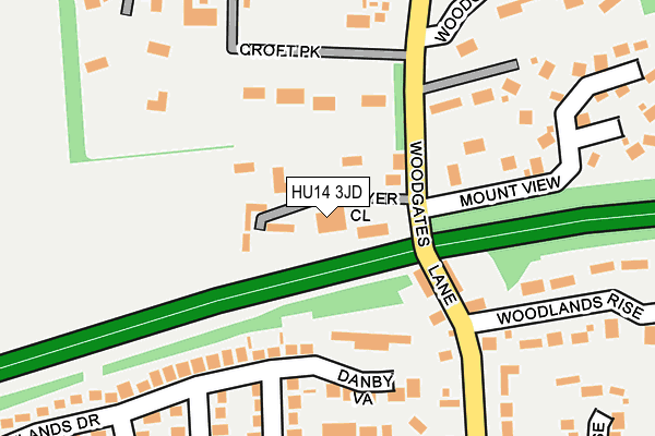 HU14 3JD map - OS OpenMap – Local (Ordnance Survey)