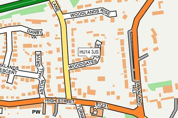 HU14 3JS map - OS OpenMap – Local (Ordnance Survey)