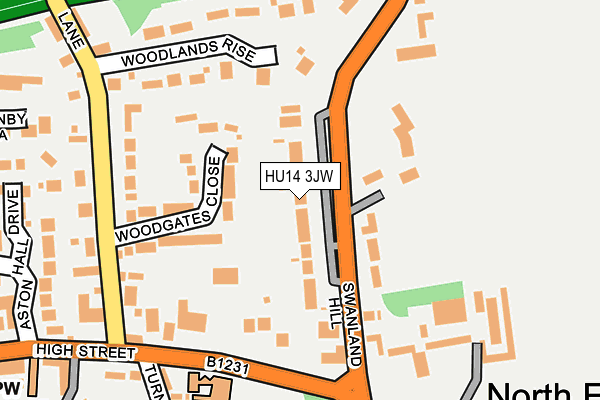 HU14 3JW map - OS OpenMap – Local (Ordnance Survey)