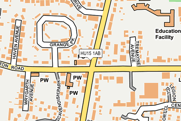 HU15 1AB map - OS OpenMap – Local (Ordnance Survey)
