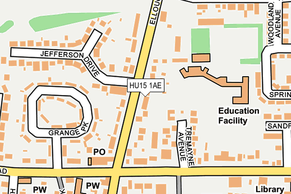 HU15 1AE map - OS OpenMap – Local (Ordnance Survey)