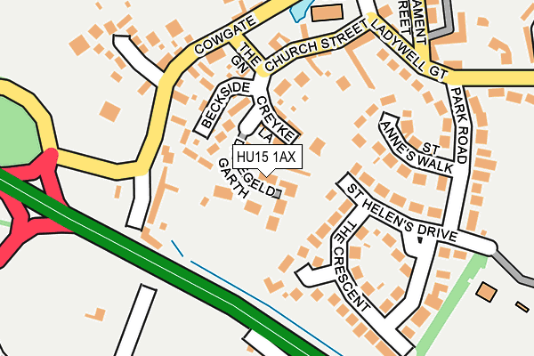 HU15 1AX map - OS OpenMap – Local (Ordnance Survey)