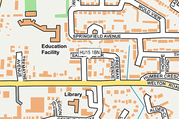 HU15 1BN map - OS OpenMap – Local (Ordnance Survey)