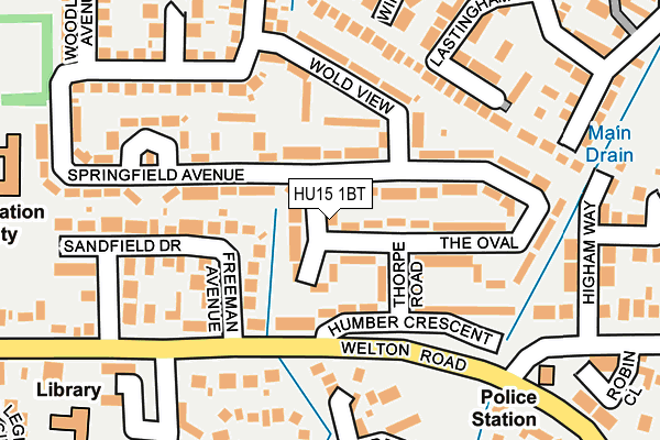 HU15 1BT map - OS OpenMap – Local (Ordnance Survey)