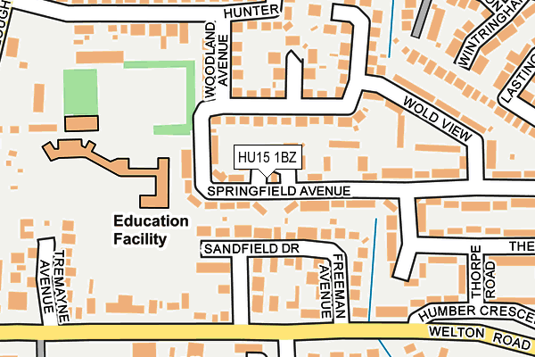 HU15 1BZ map - OS OpenMap – Local (Ordnance Survey)