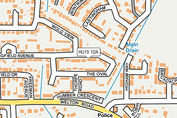 HU15 1DA map - OS OpenMap – Local (Ordnance Survey)