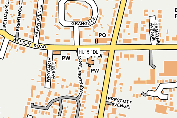 HU15 1DL map - OS OpenMap – Local (Ordnance Survey)