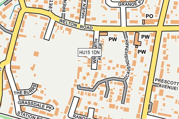HU15 1DN map - OS OpenMap – Local (Ordnance Survey)