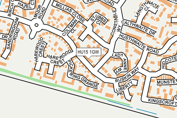HU15 1GW map - OS OpenMap – Local (Ordnance Survey)