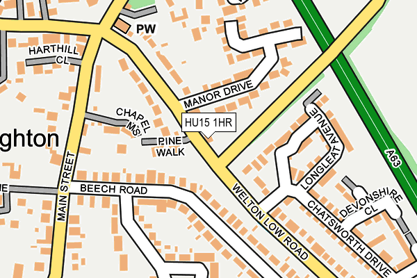 HU15 1HR map - OS OpenMap – Local (Ordnance Survey)