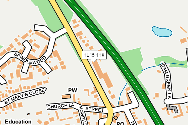 HU15 1HX map - OS OpenMap – Local (Ordnance Survey)