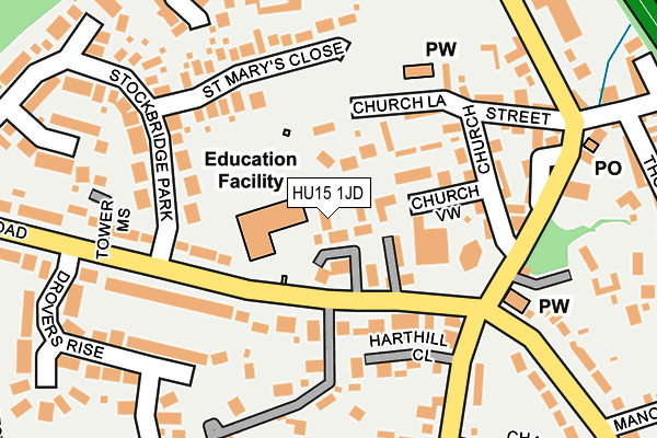 HU15 1JD map - OS OpenMap – Local (Ordnance Survey)